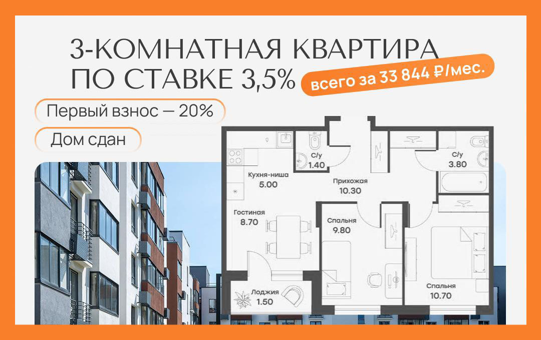 Смешной платёж 33 844 ₽/мес. за собственную трёшку в готовом доме