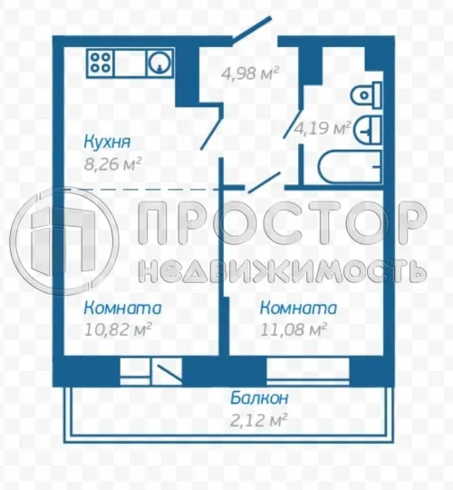 2-комнатная квартира, 39.8 м² - фото 36