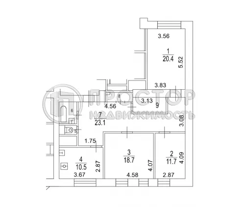 3-комнатная квартира, 95.4 м² - фото 7