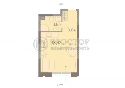 Студия, 26.11 м² - фото 13