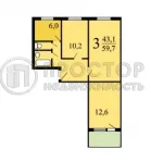 3-комнатная квартира, 60.2 м² - фото 33
