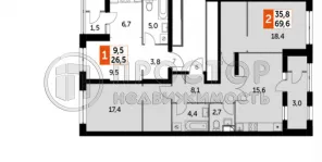 2-комнатная квартира, 69.6 м² - фото 17