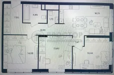 3-комнатная квартира, 82 м² - фото 37