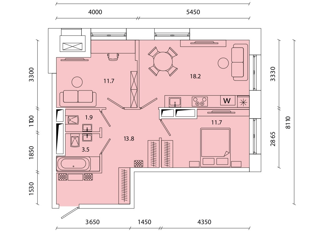 2-комнатная квартира, 60.7 м² - фото 7