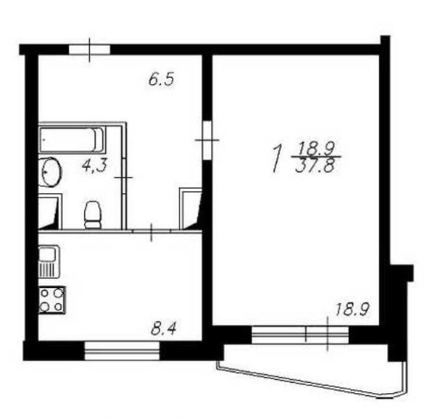1-комнатная квартира, 37.8 м² - фото 26
