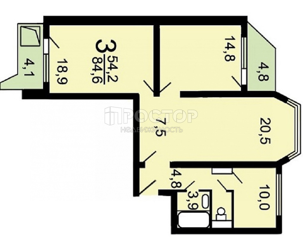 3-комнатная квартира, 82 м² - фото 29