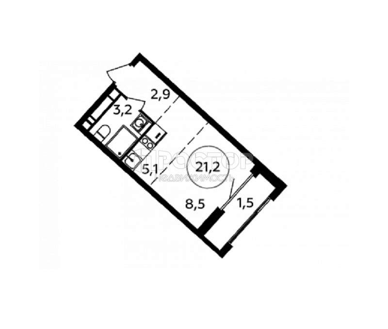 Студия, 21.2 м² - фото 5