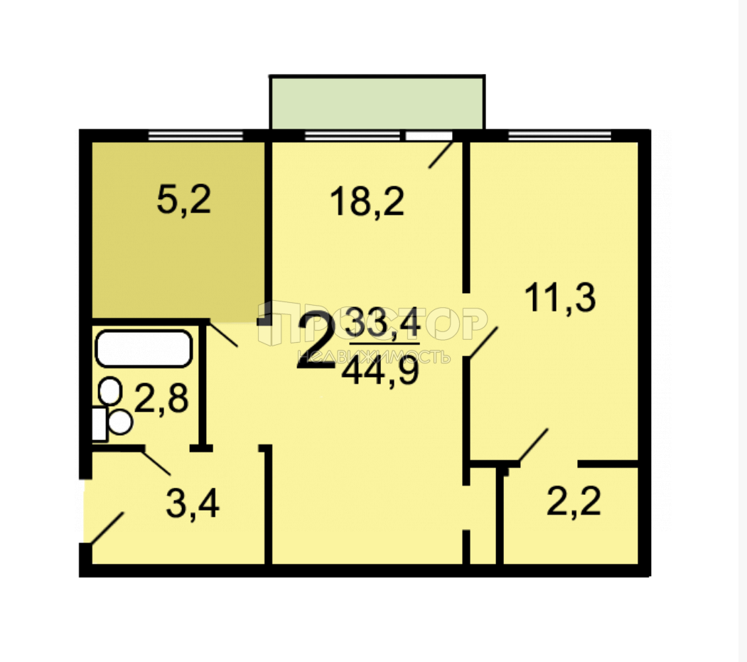 2-комнатная квартира, 45 м² - фото 21