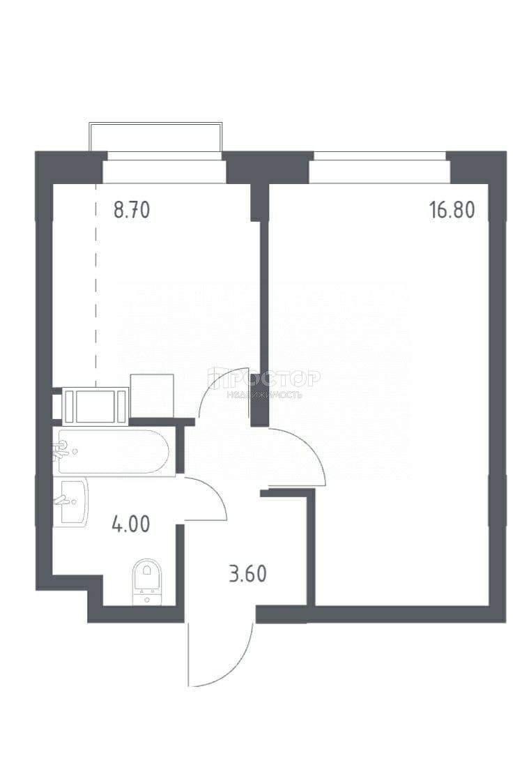 1-комнатная квартира, 33.1 м² - фото 3