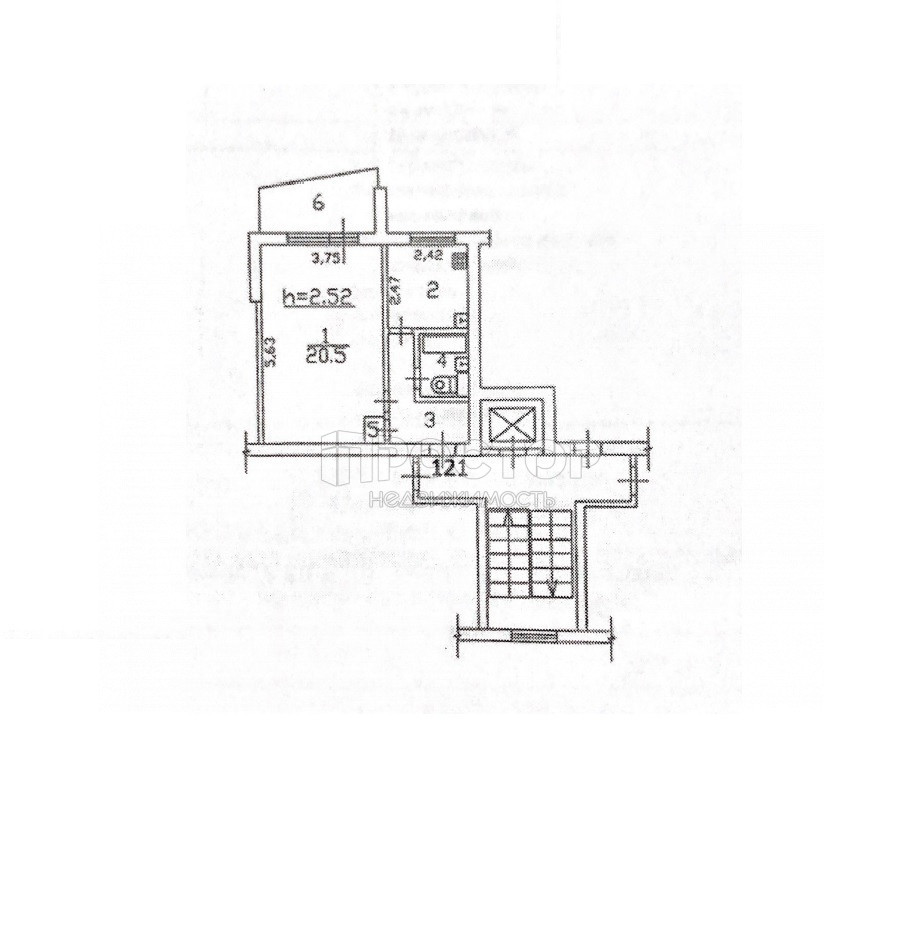 1-комнатная квартира, 34.1 м² - фото 7
