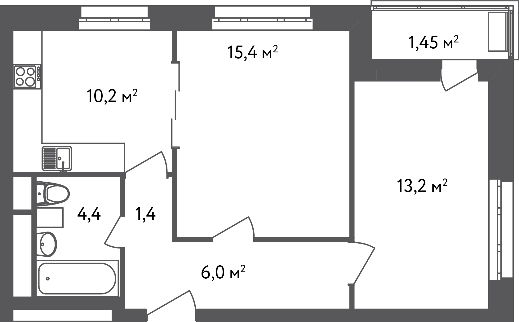 2-комнатная квартира, 51 м² - фото 3