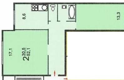 2-комнатная квартира, 51.2 м² - фото 3