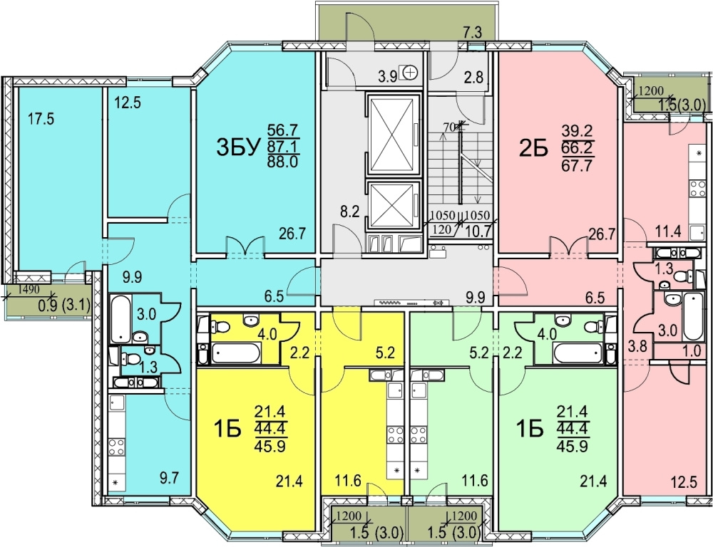 2-комнатная квартира, 55.7 м² - фото 10