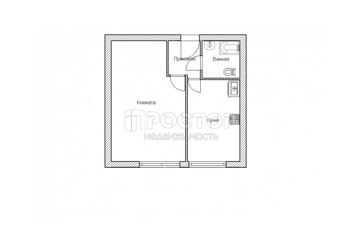 1-комнатная квартира, 34.7 м² - фото 13