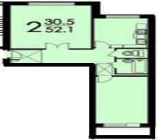 2-комнатная квартира, 52 м² - фото 2