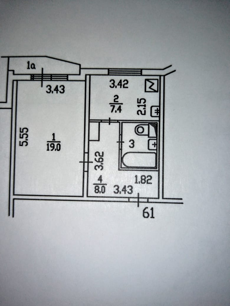 1-комнатная квартира, 40 м² - фото 15