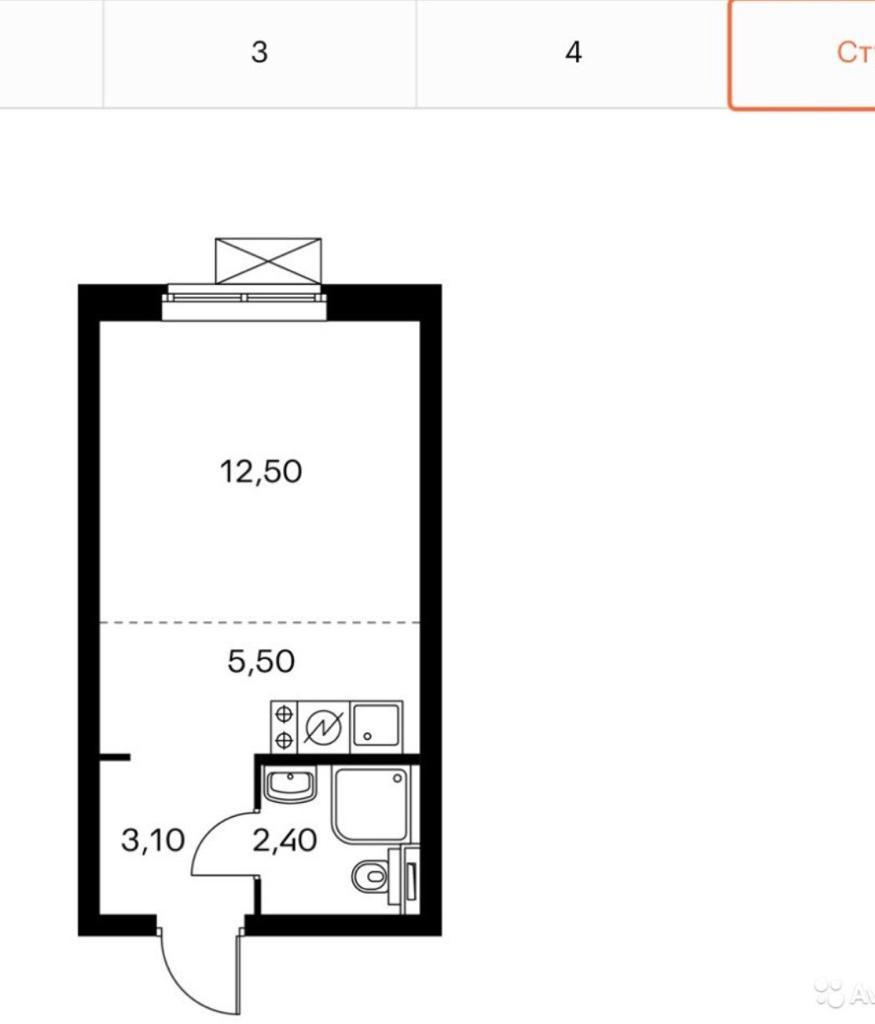 1-комнатная квартира, 25.7 м² - фото 5