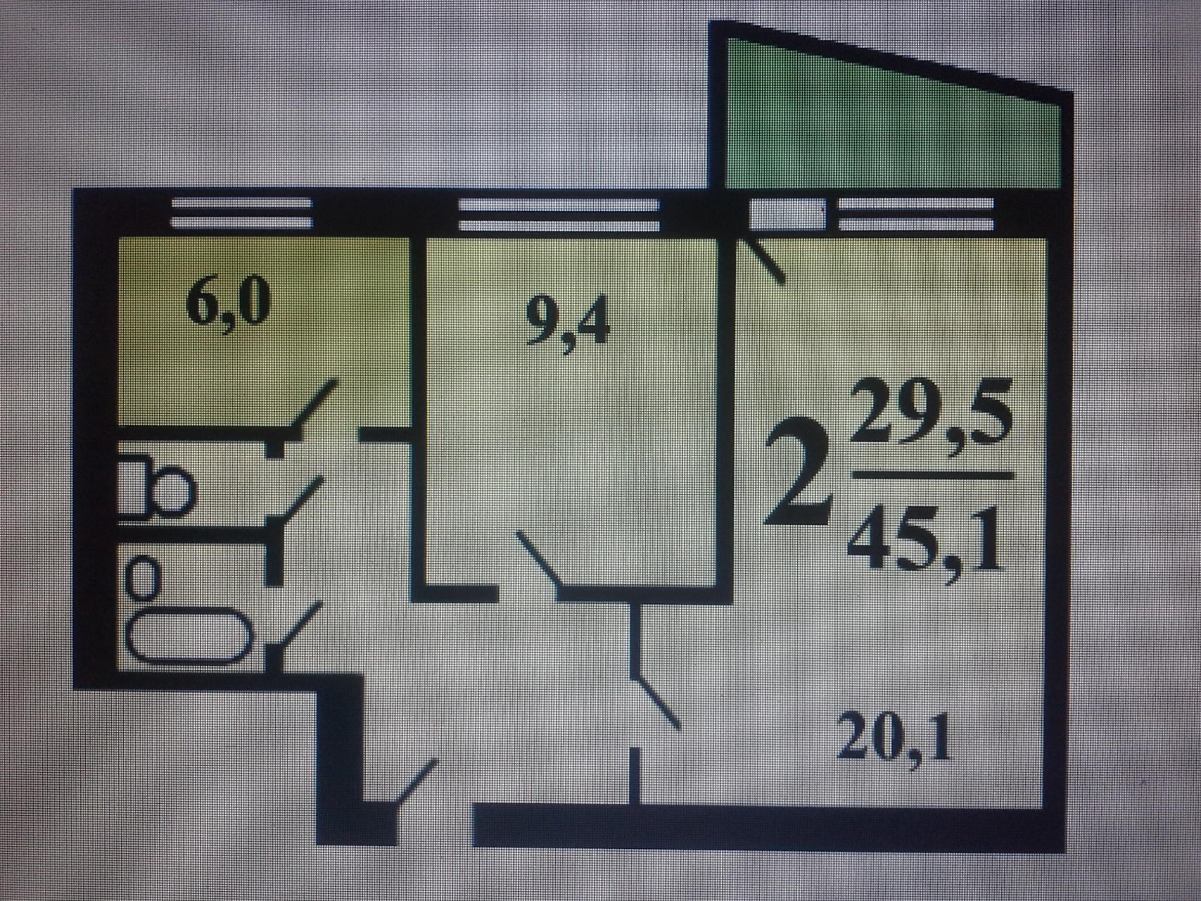 2-комнатная квартира, 45 м² - фото 3