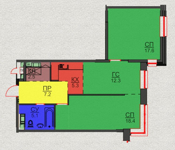 2-комнатная квартира, 67 м² - фото 11