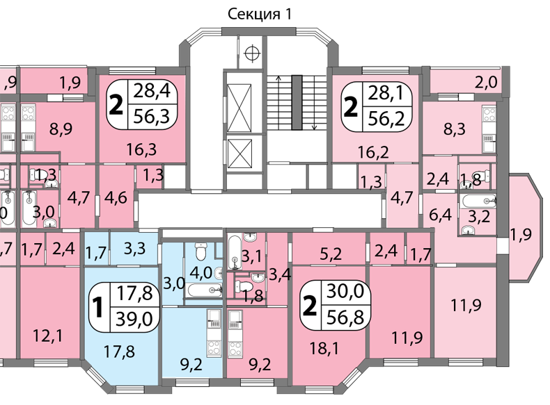 2-комнатная квартира, 56.6 м² - фото 8