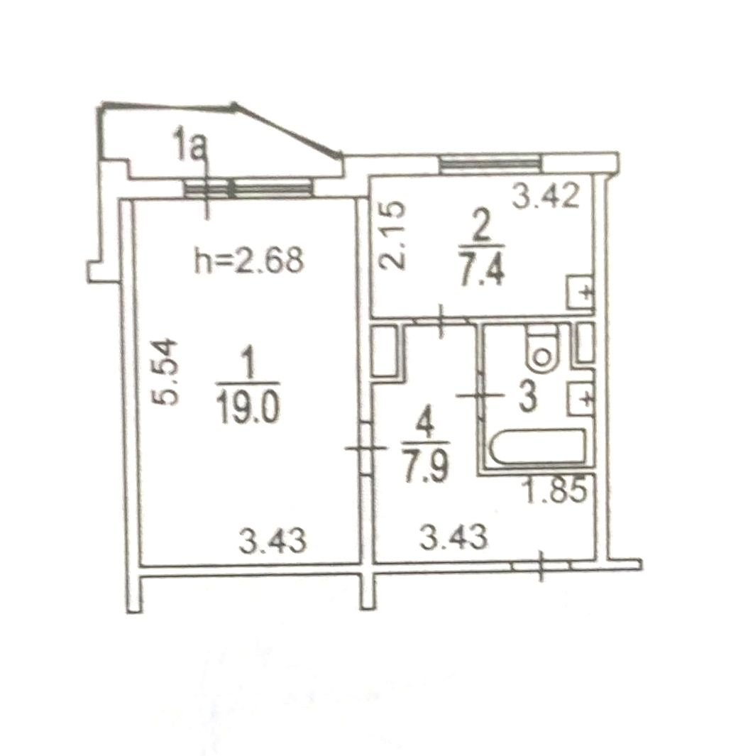 1-комнатная квартира, 37.5 м² - фото 4