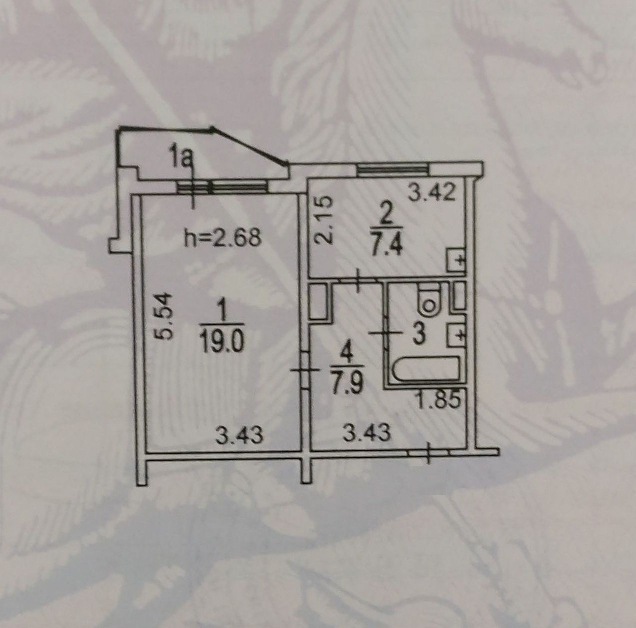 1-комнатная квартира, 37.8 м² - фото 5