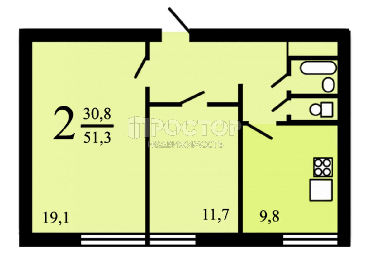 2-комнатная квартира, 52.2 м² - фото 17