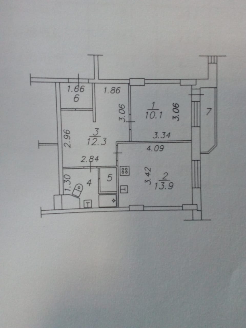 1-комнатная квартира, 45.4 м² - фото 19