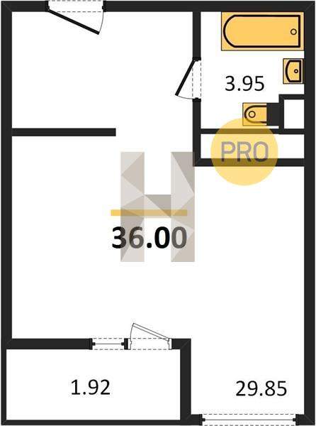 0-комнатная квартира, 38 м² - фото 3