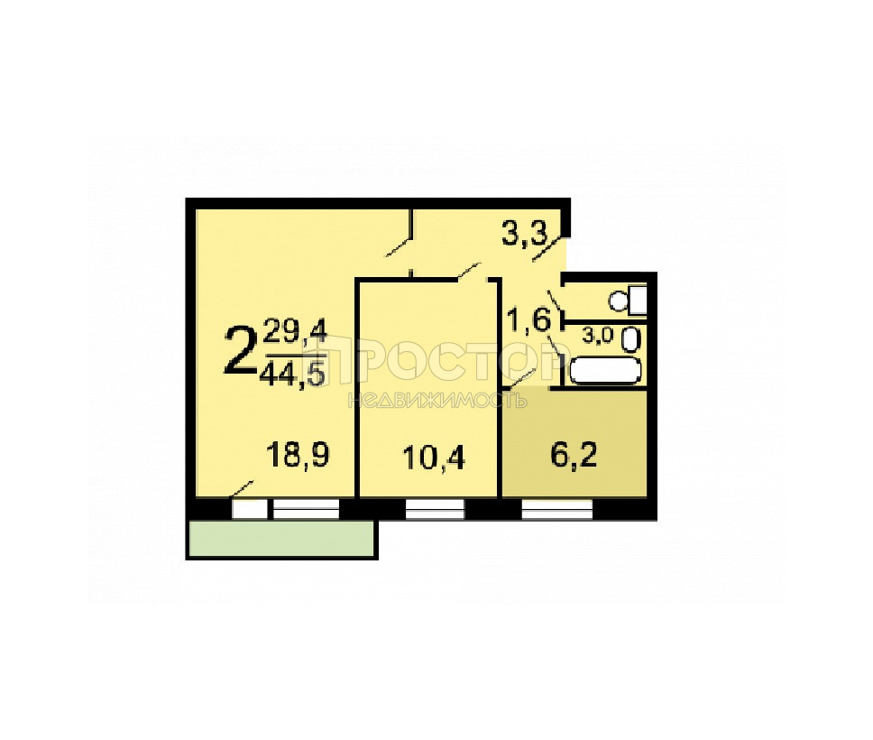2-комнатная квартира, 44.7 м² - фото 13