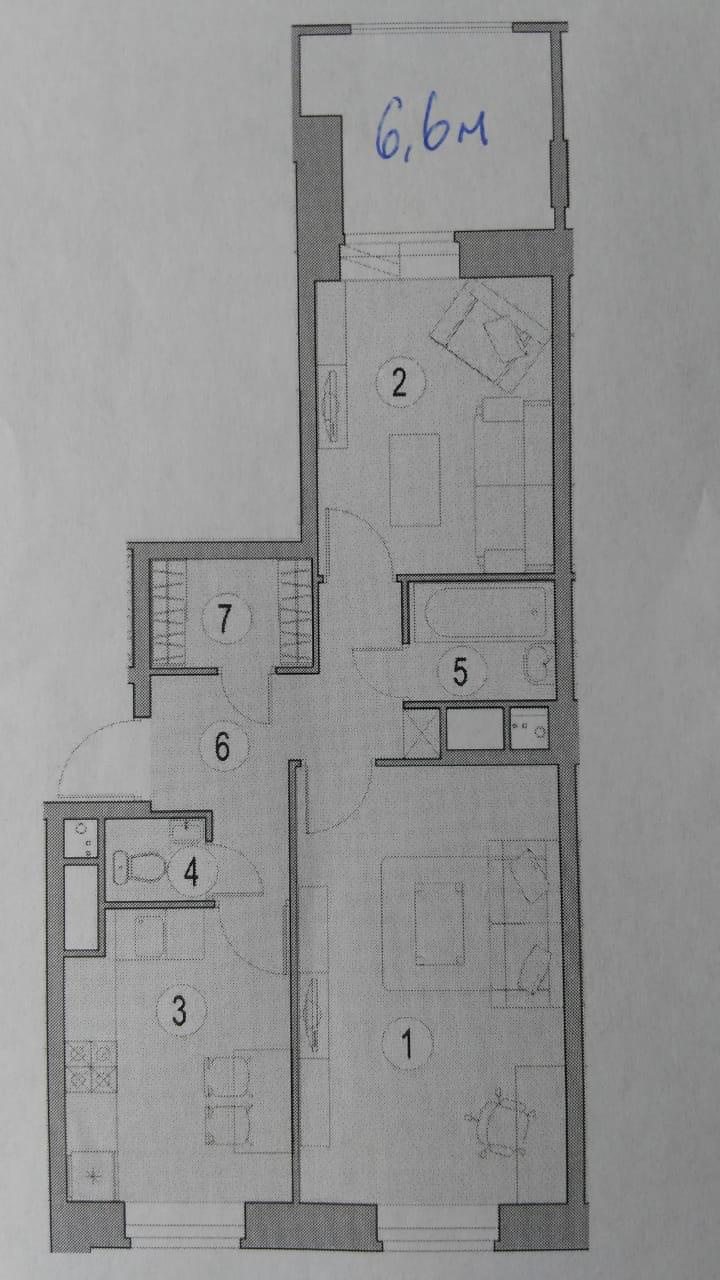 2-комнатная квартира, 47 м² - фото 7