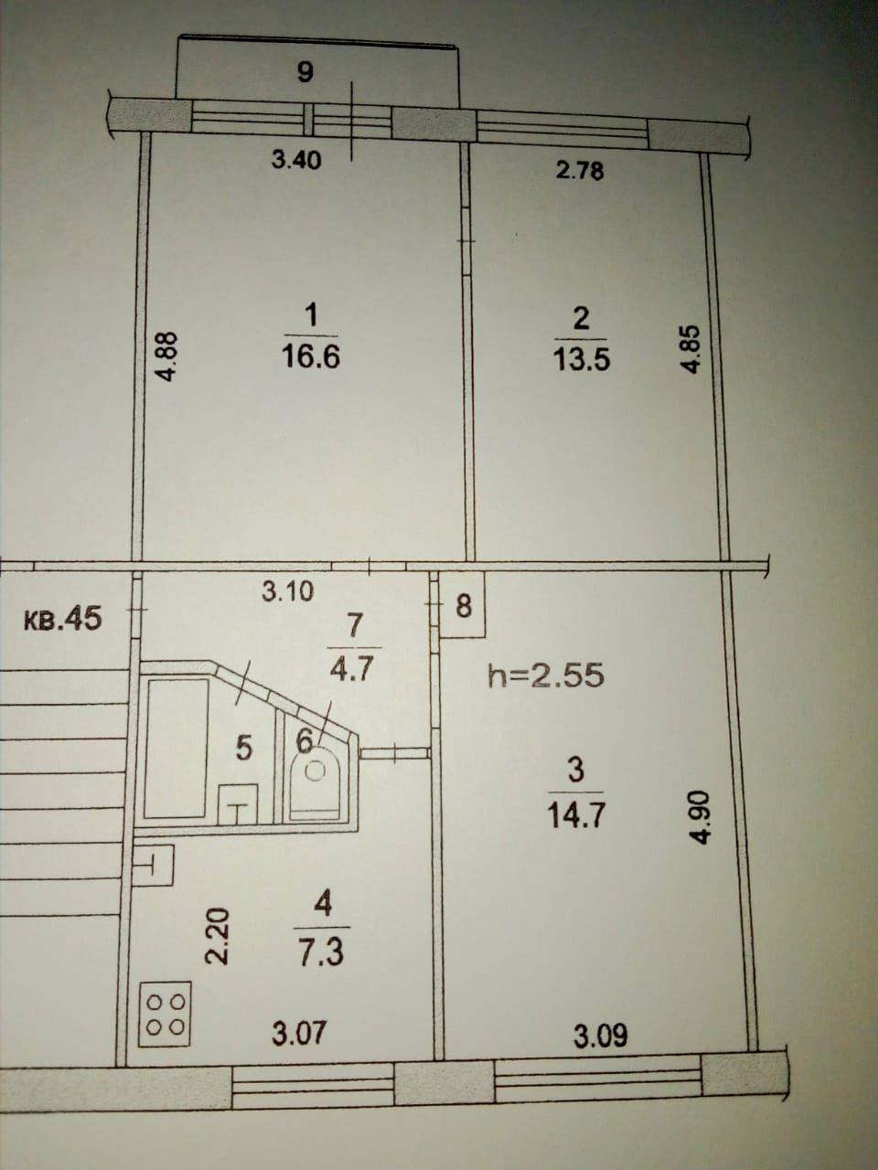 3-комнатная квартира, 60.7 м² - фото 10