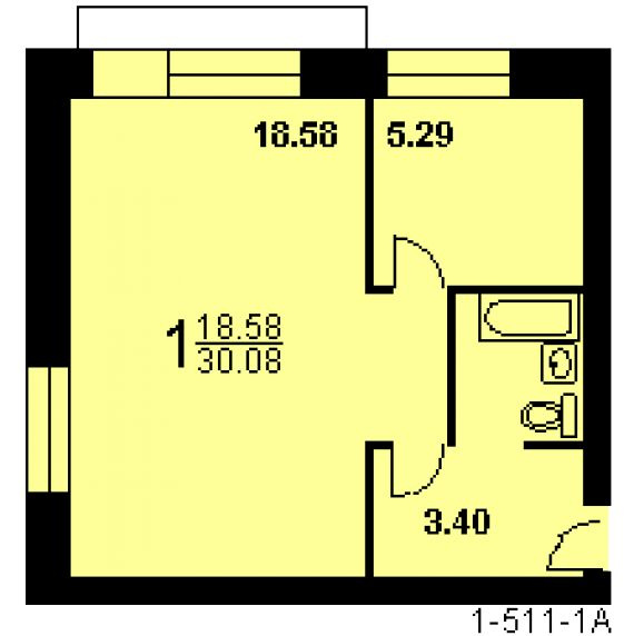 1-комнатная квартира, 26.1 м² - фото 5