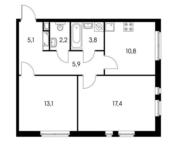 2-комнатная квартира, 58 м² - фото 9