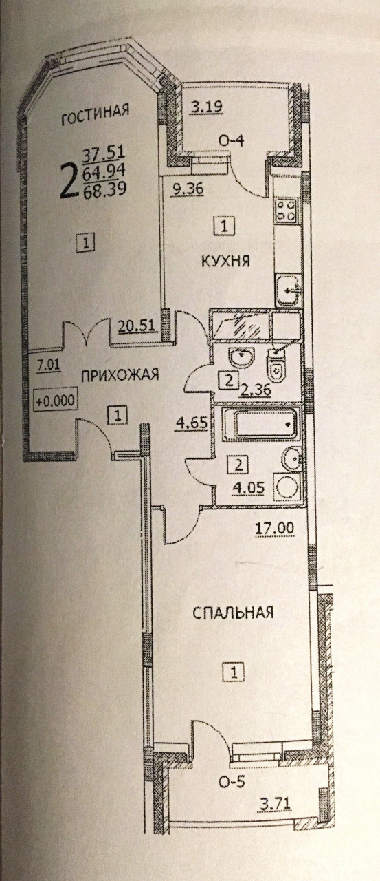2-комнатная квартира, 68.4 м² - фото 11