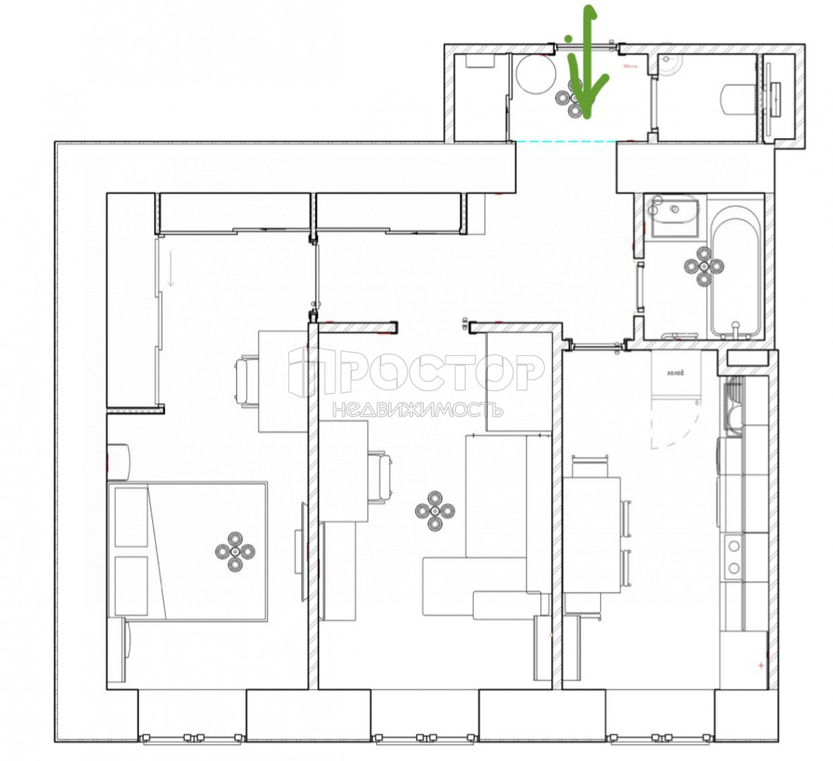 2-комнатная квартира, 55 м² - фото 20