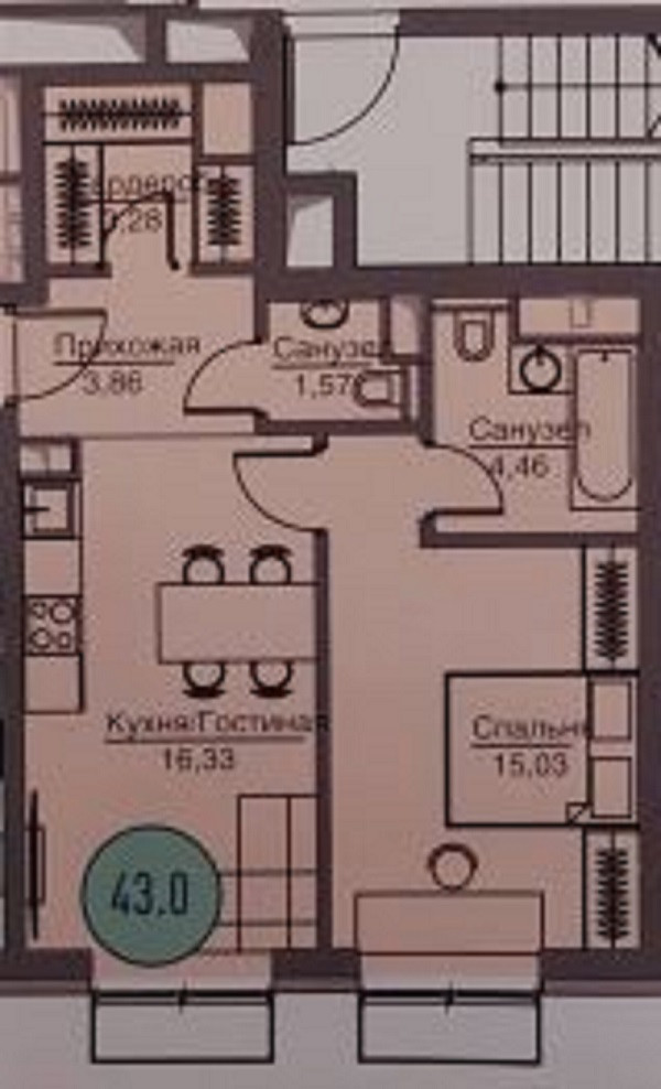 2-комнатная квартира, 44.6 м² - фото 14