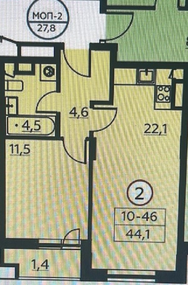 2-комнатная квартира, 43.4 м² - фото 13