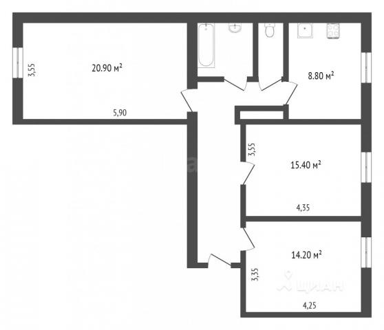 3-комнатная квартира, 77.5 м² - фото 5