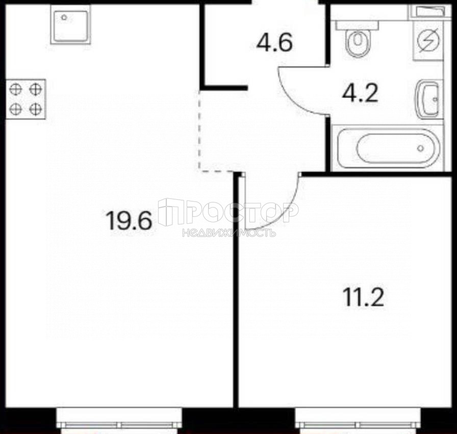 1-комнатная квартира, 39.6 м² - фото 9