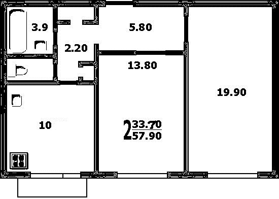 2-комнатная квартира, 58.3 м² - фото 13