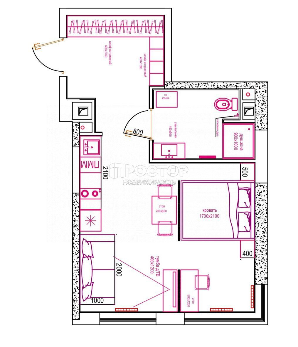 1-комнатная квартира, 36.5 м² - фото 19