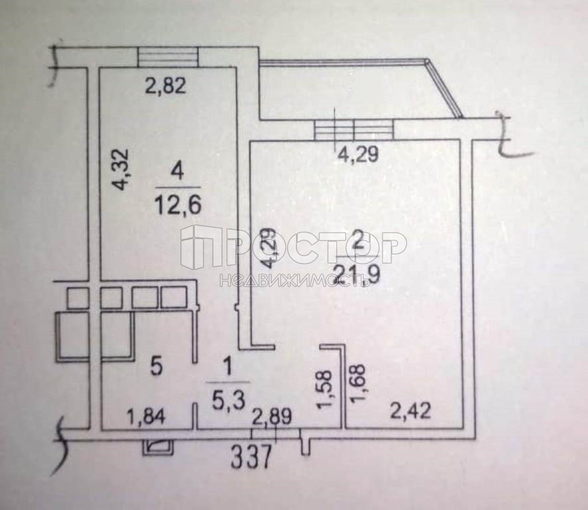 1-комнатная квартира, 50 м² - фото 18
