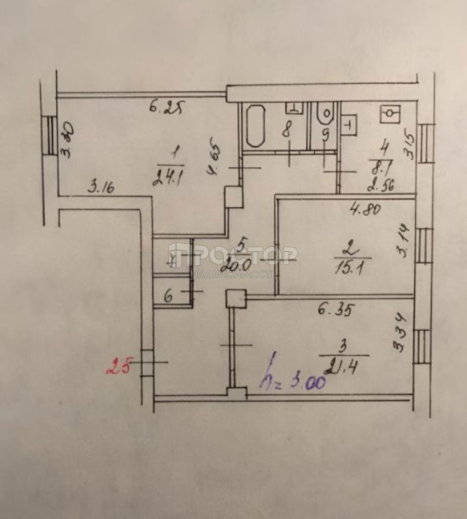 3-комнатная квартира, 96.7 м² - фото 12