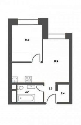 1-комнатная квартира, 37.8 м² - фото 3