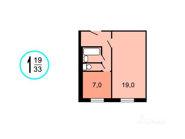 1-комнатная квартира, 32.5 м² - фото 11