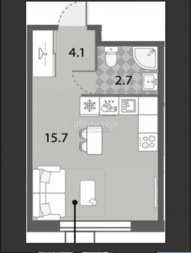 Студия, 22.5 м² - фото 6