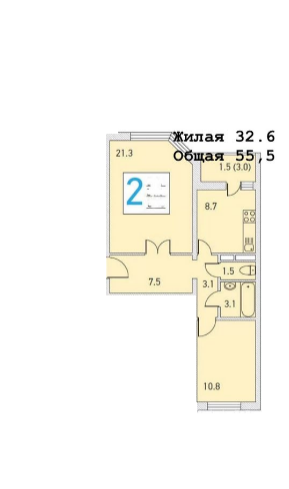 2-комнатная квартира, 56 м² - фото 19