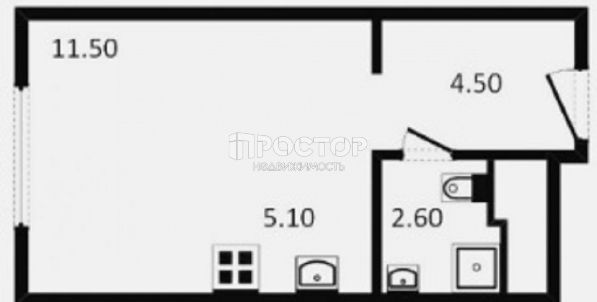 Студия, 25.3 м² - фото 25