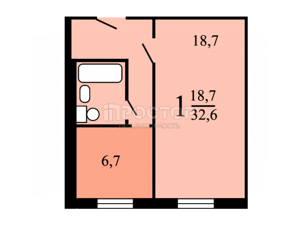 1-комнатная квартира, 33 м² - фото 8